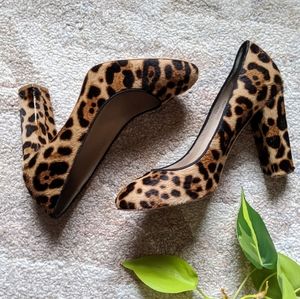 J.Crew | Etta | Hazelnut Leopard Calf Hair Block Heel Pump